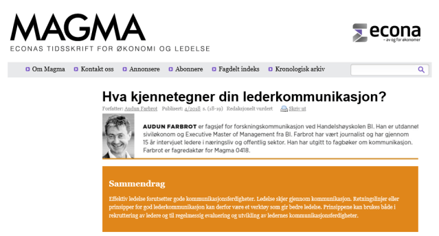 Hva kjennetegner din lederkommunikasjon_faksimile fra Magma